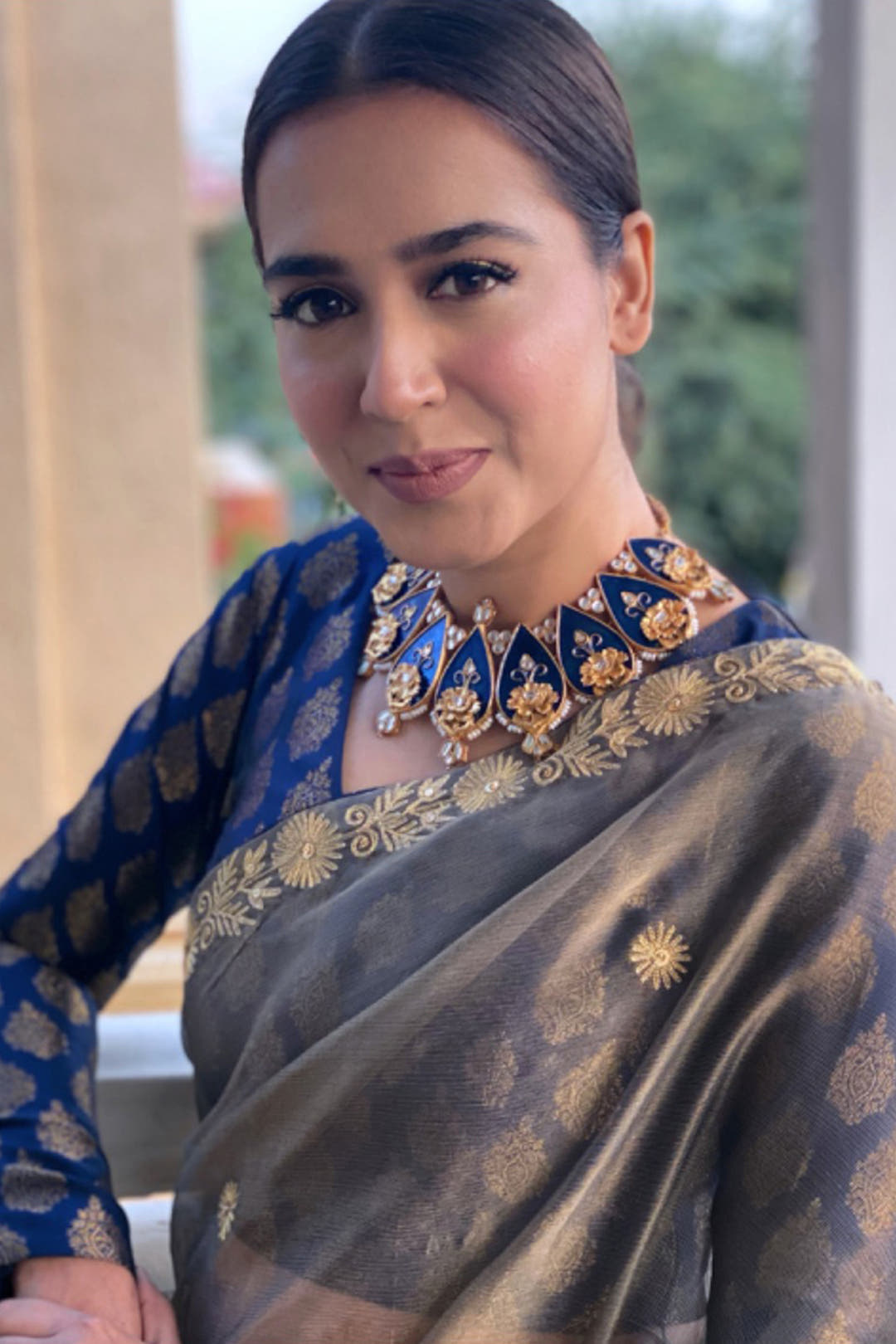 SANA'S red embroidered organza saree Pakistan occasion wear