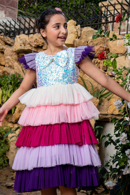 Sequins Multi Layered Net Frock | New Collection | F5023