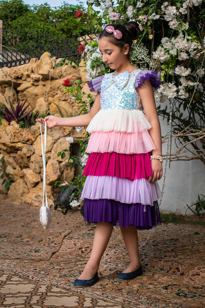 Sequins Multi Layered Net Frock | New Collection | F5023