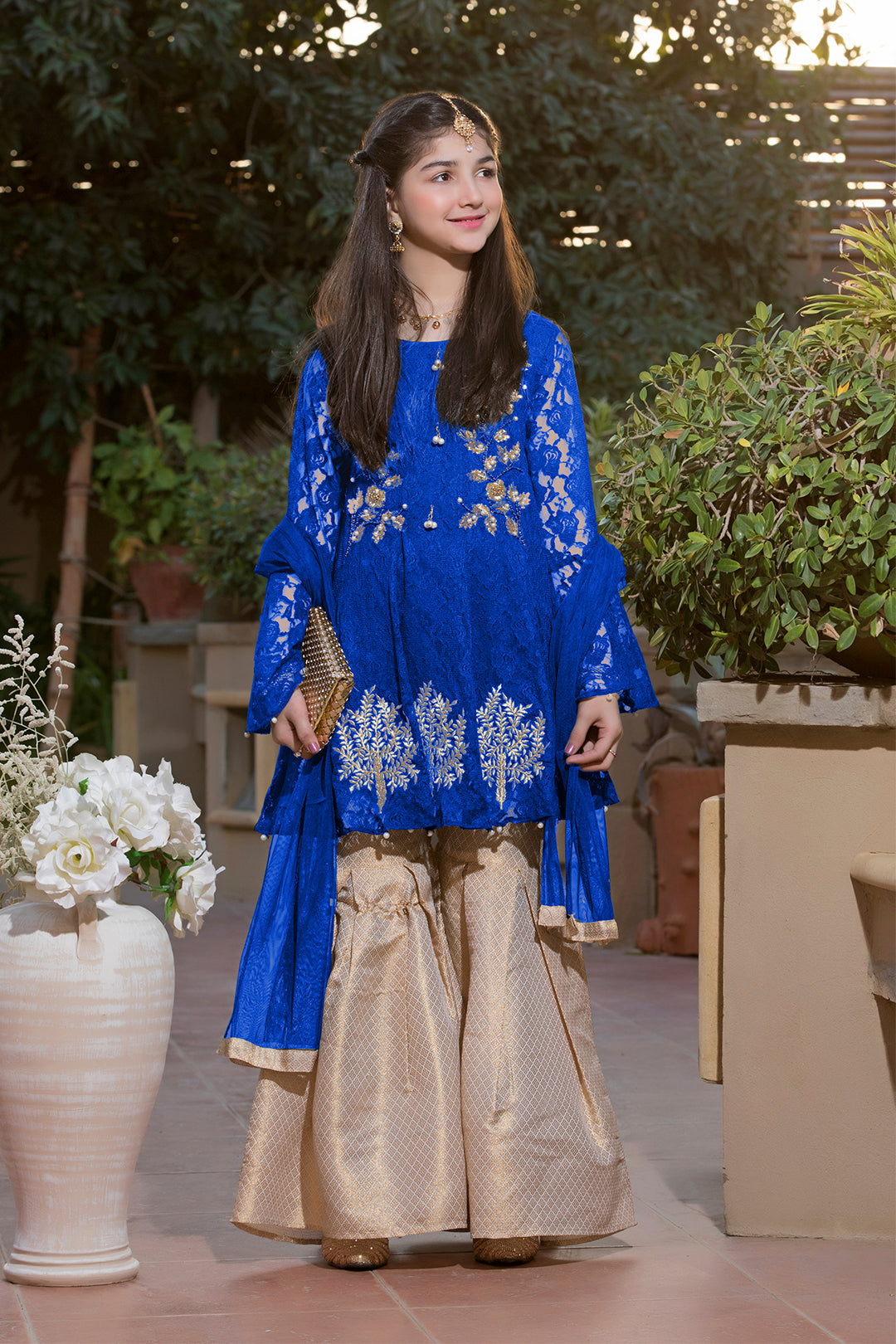 Embroidered Chicken Net Gharara Suit | WC1718 | G686 - SANA'S