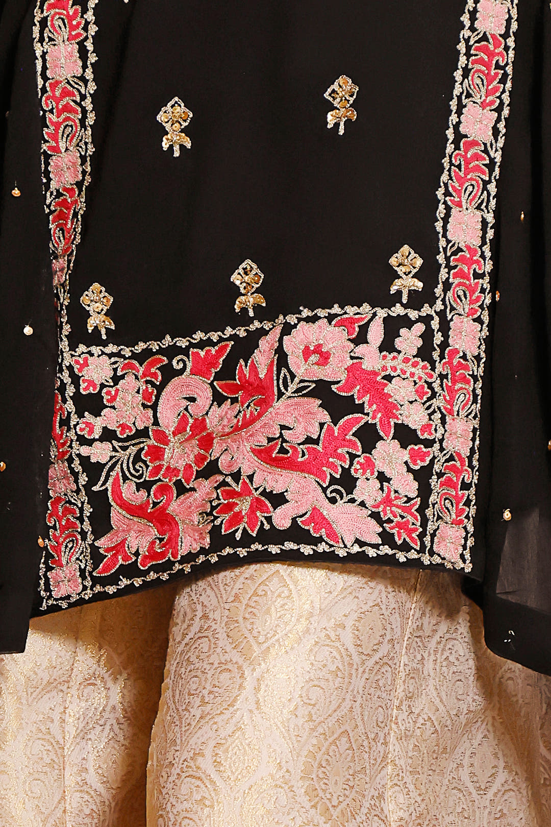SANA'S red embroidered chiffon plazo suit Pakistan occasion wear
