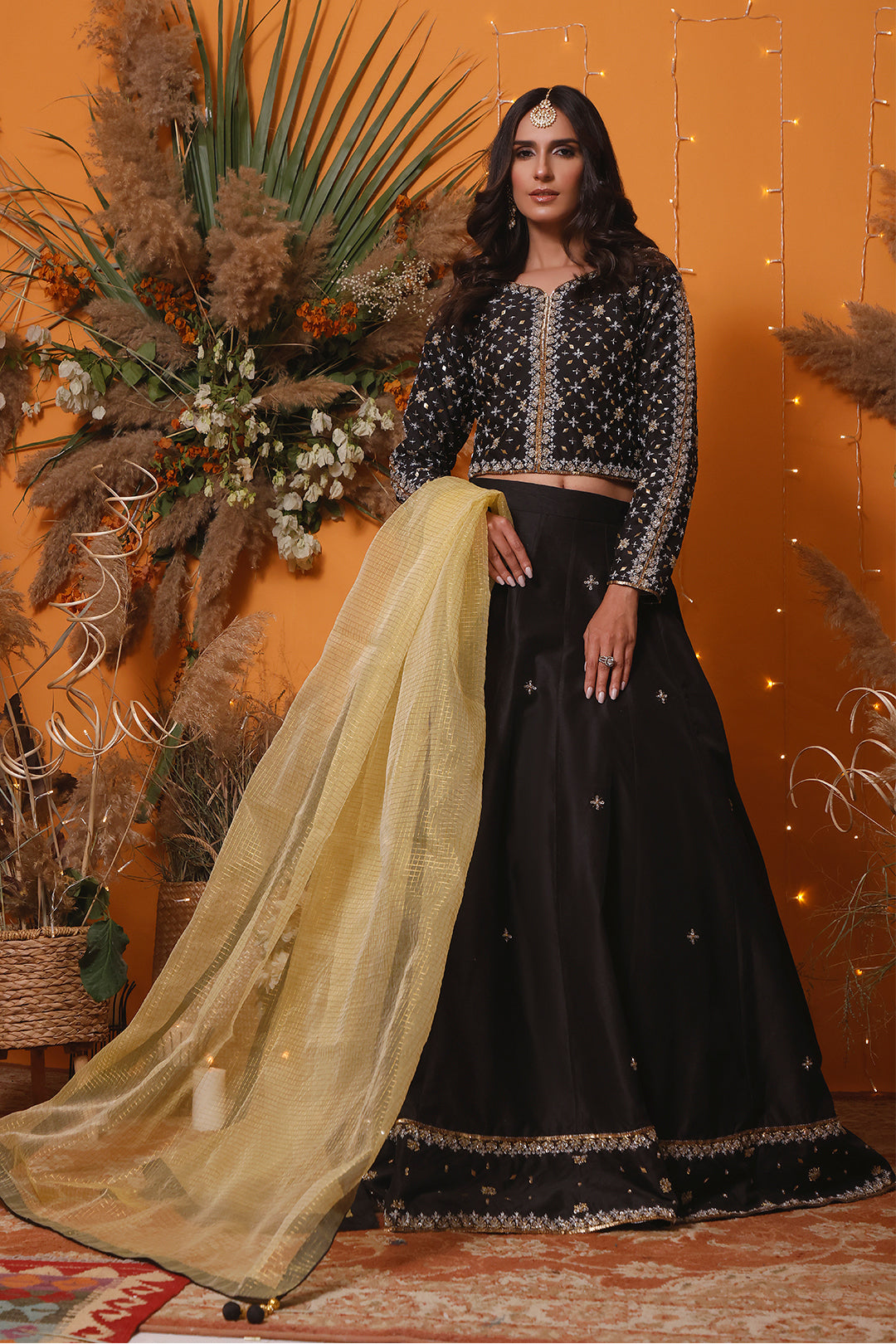 Crystal Handwork Raw Silk Lehenga Choli | MEHRU | L202160