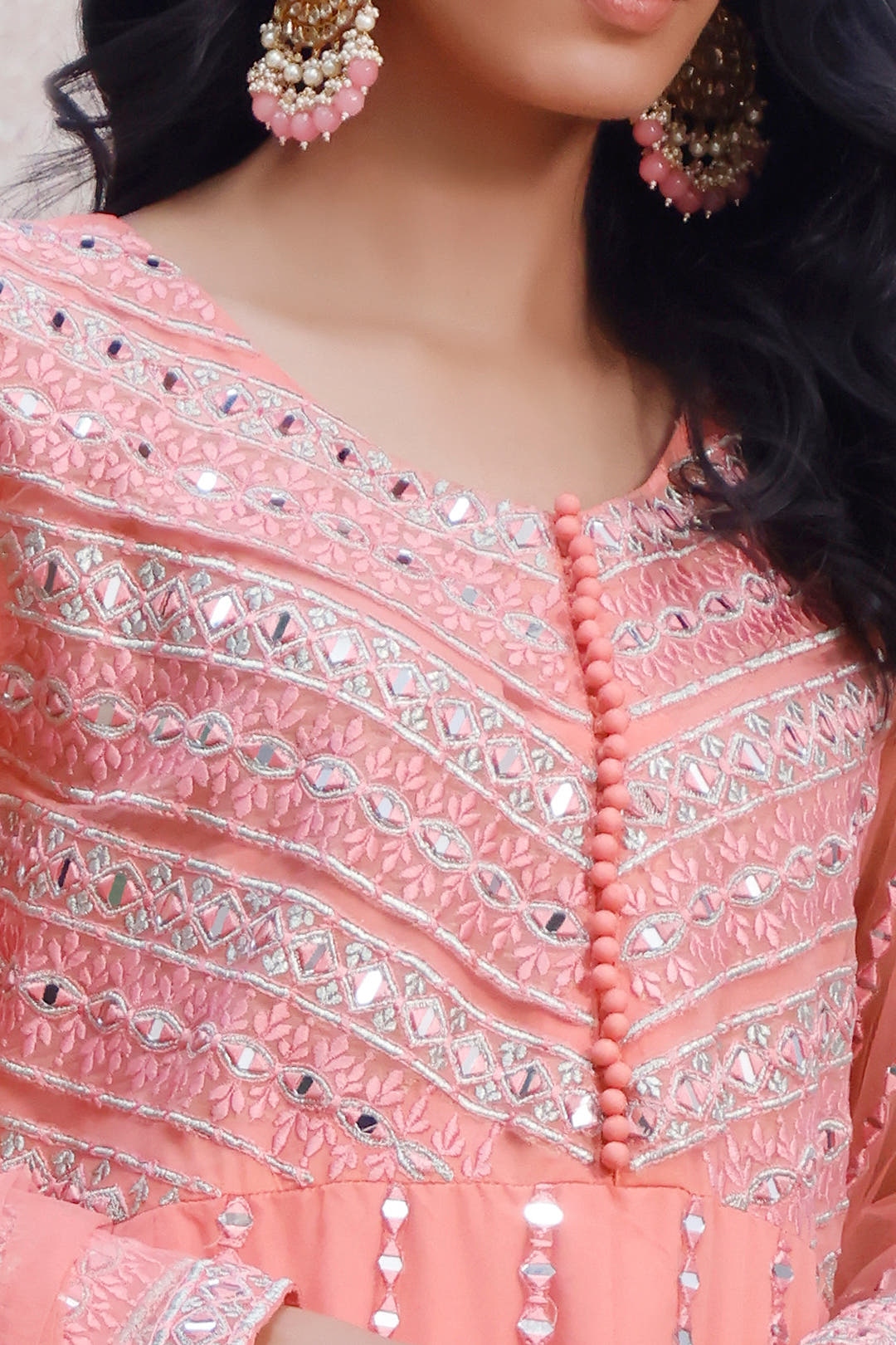 SANA'S red embroidered net maxi dress Pakistan occasion wear