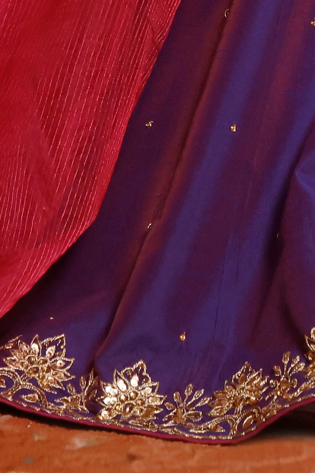 SANA'S red embroidered raw silk maxi dress Pakistan occasion wear