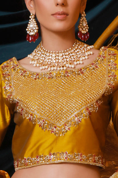 Handwork Embroidered Lychee Silk Lehenga Choli | MEHRU | L202161