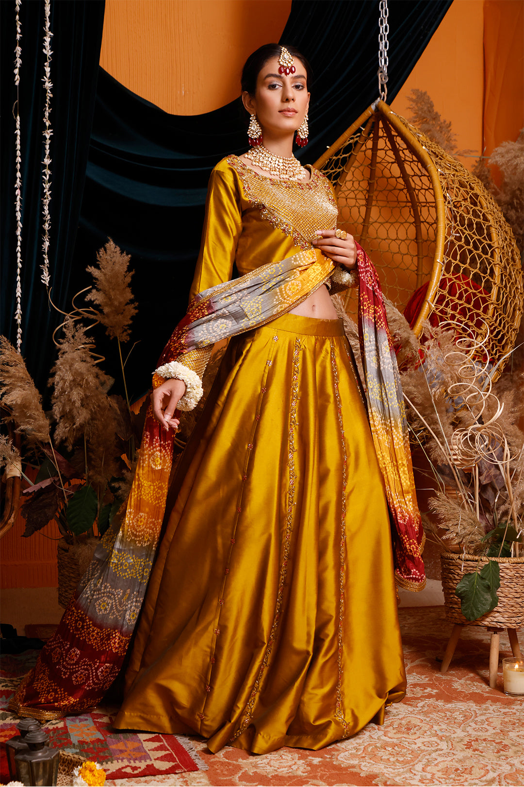 Handwork Embroidered Lychee Silk Lehenga Choli | MEHRU | L202161