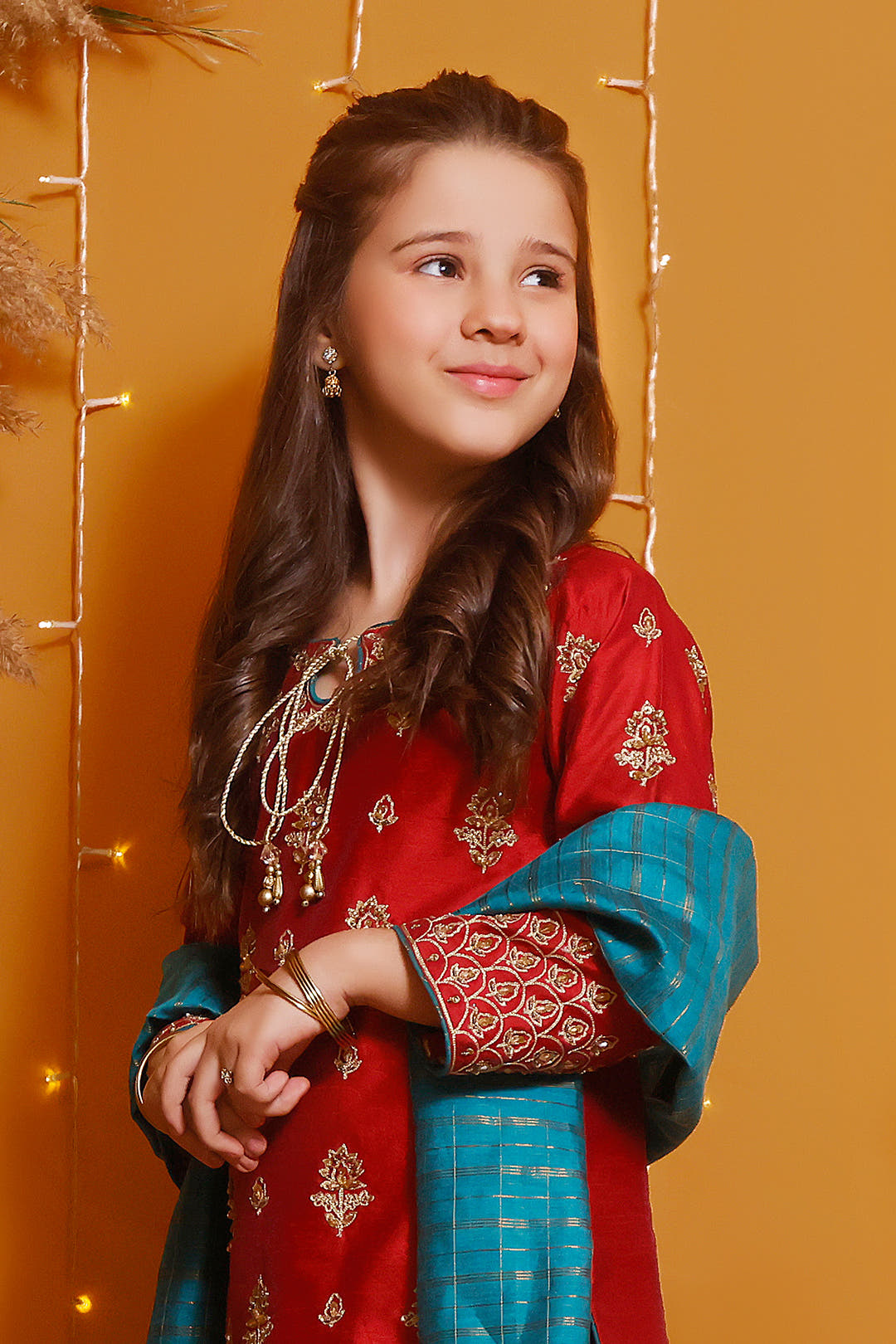 SANA'S red embroidered raw silk gharara suit Pakistan occasion wear