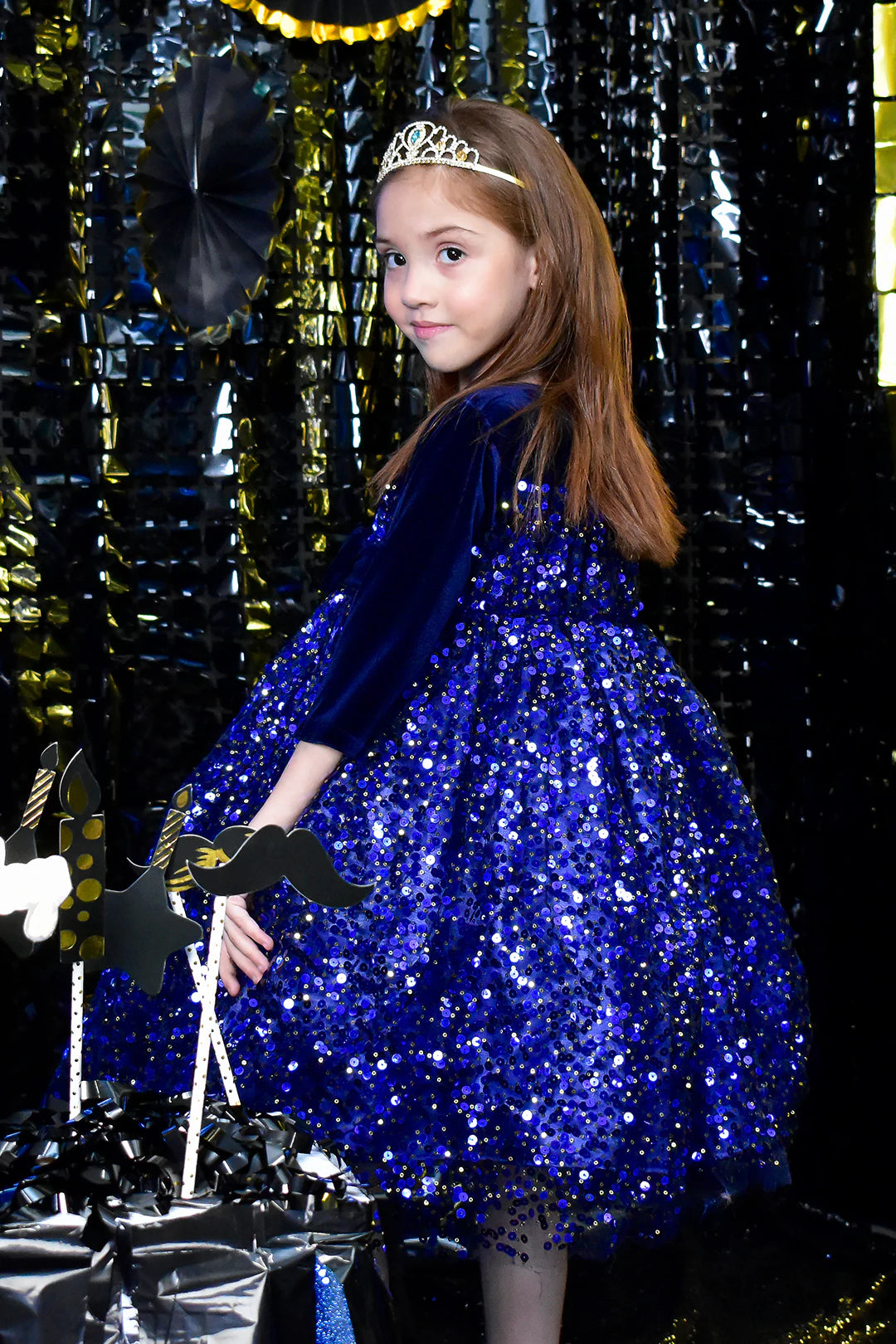 Velvet Body Self Sequins Net Frock | BIRTHDAY BASH | F2188