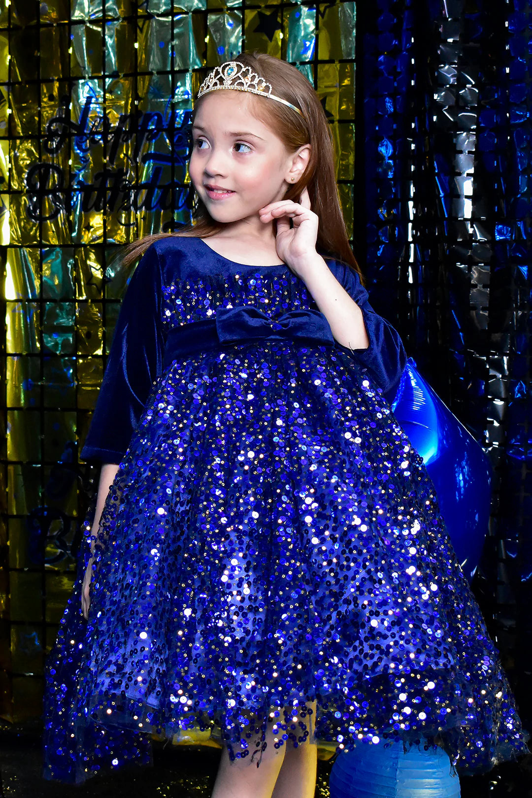 Velvet Body Self Sequins Net Frock | BIRTHDAY BASH | F2188