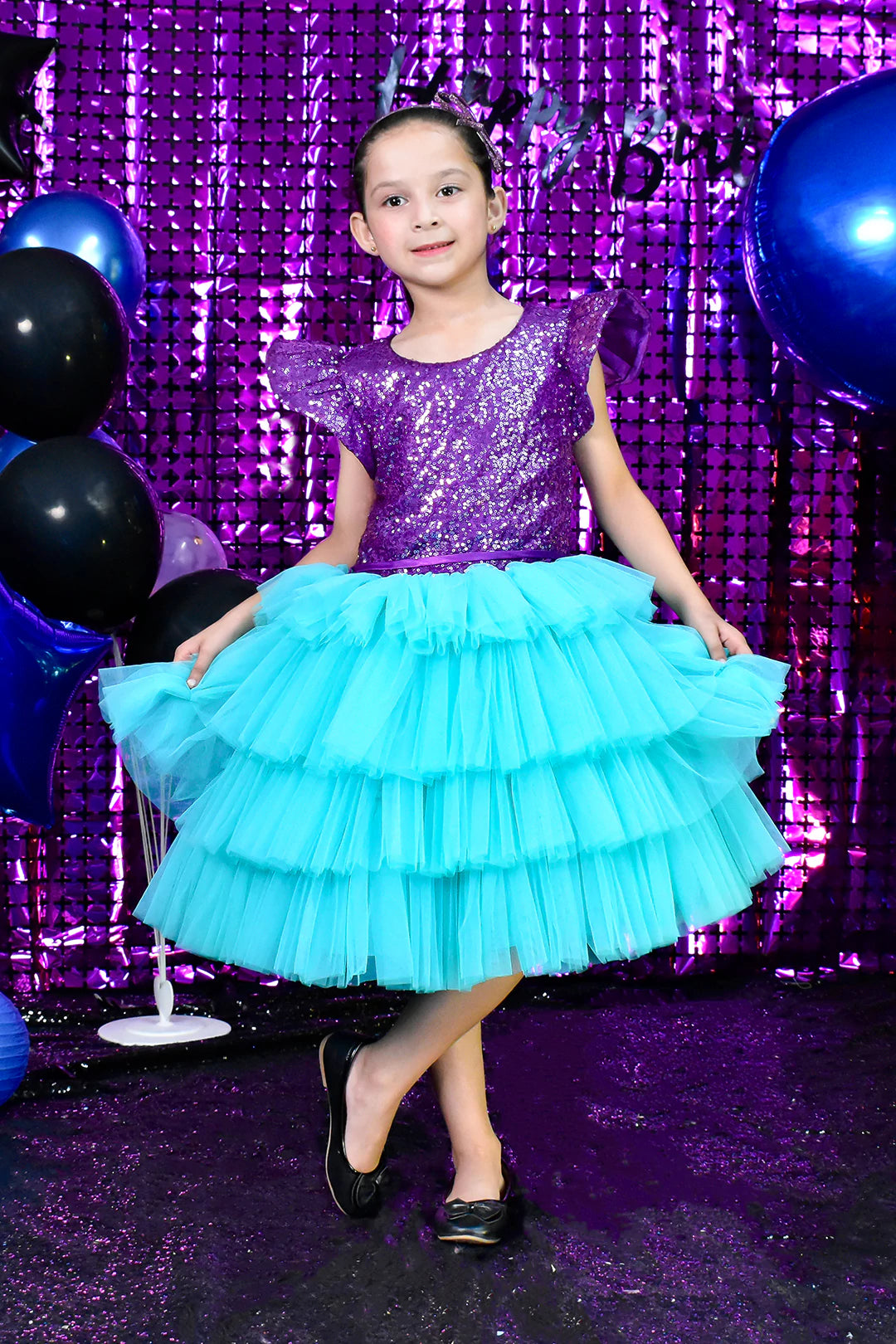 Sequins Bodice Multi Layers Flare Frock | BIRTHDAY BASH | F2170