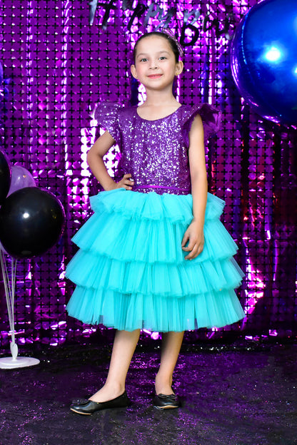 Sequins Bodice Multi Layers Flare Frock | BIRTHDAY BASH | F2170