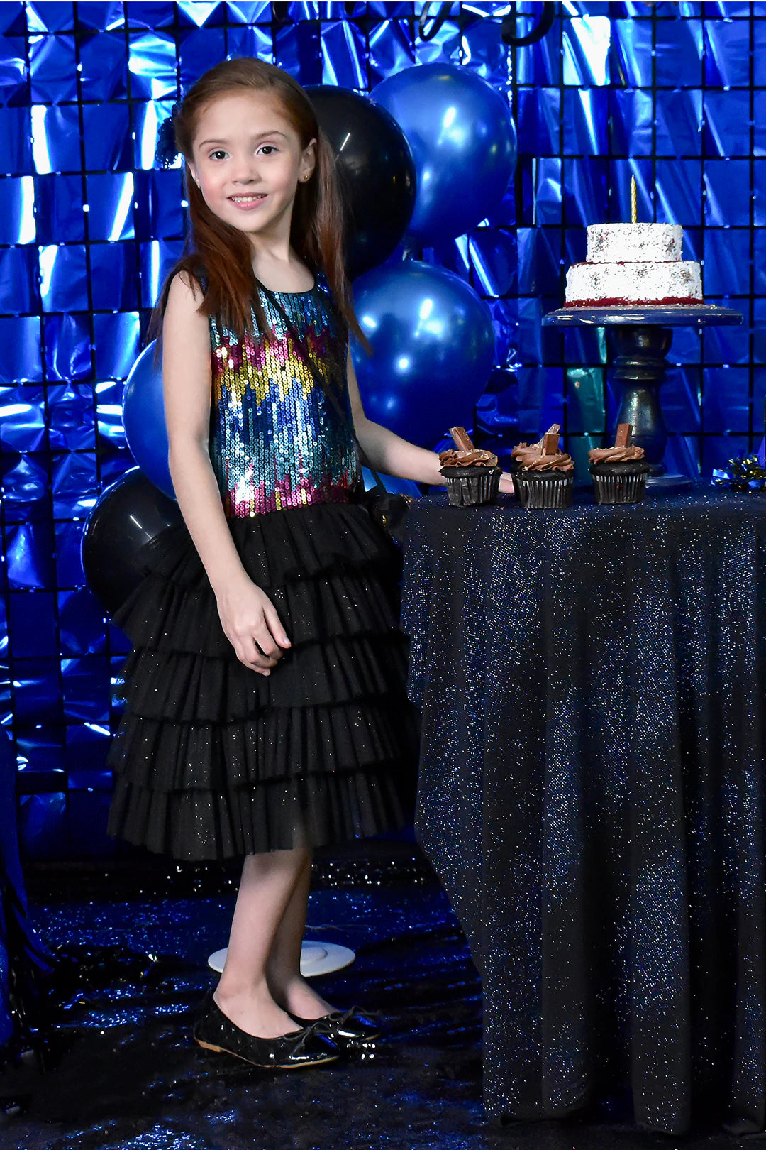 Multi Sequins Glitter Net Layers Frock | BIRTHDAY BASH | F2165