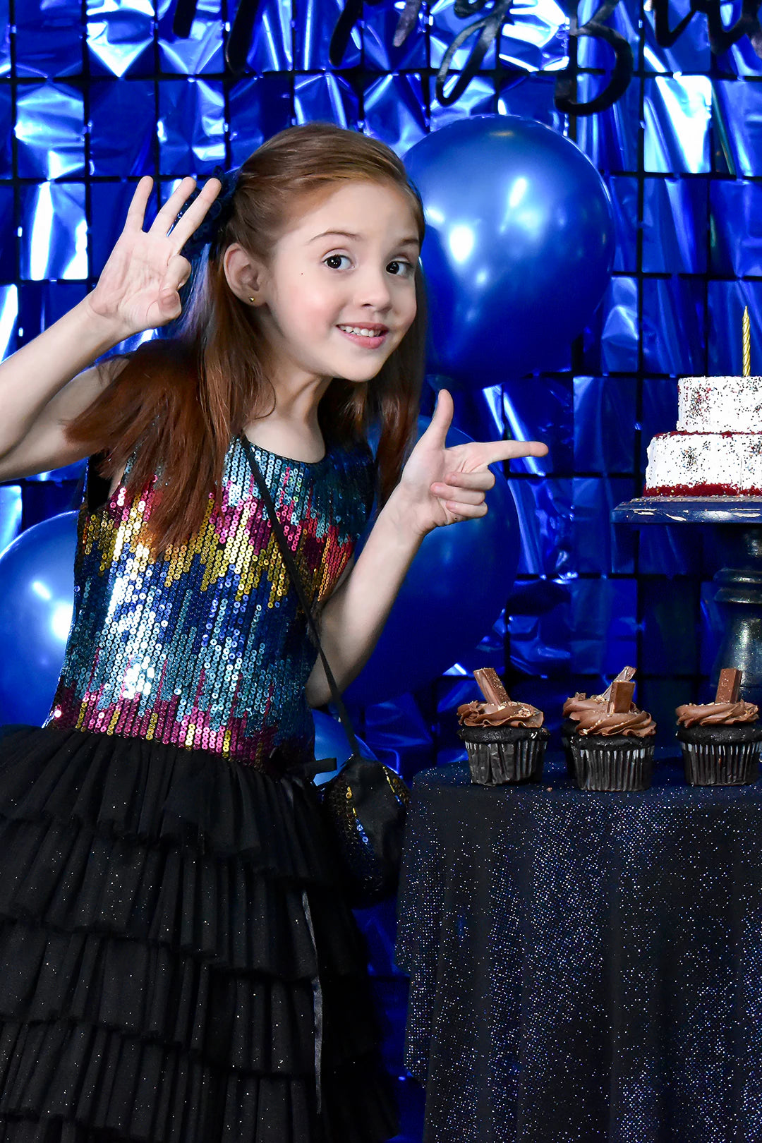 Multi Sequins Glitter Net Layers Frock | BIRTHDAY BASH | F2165