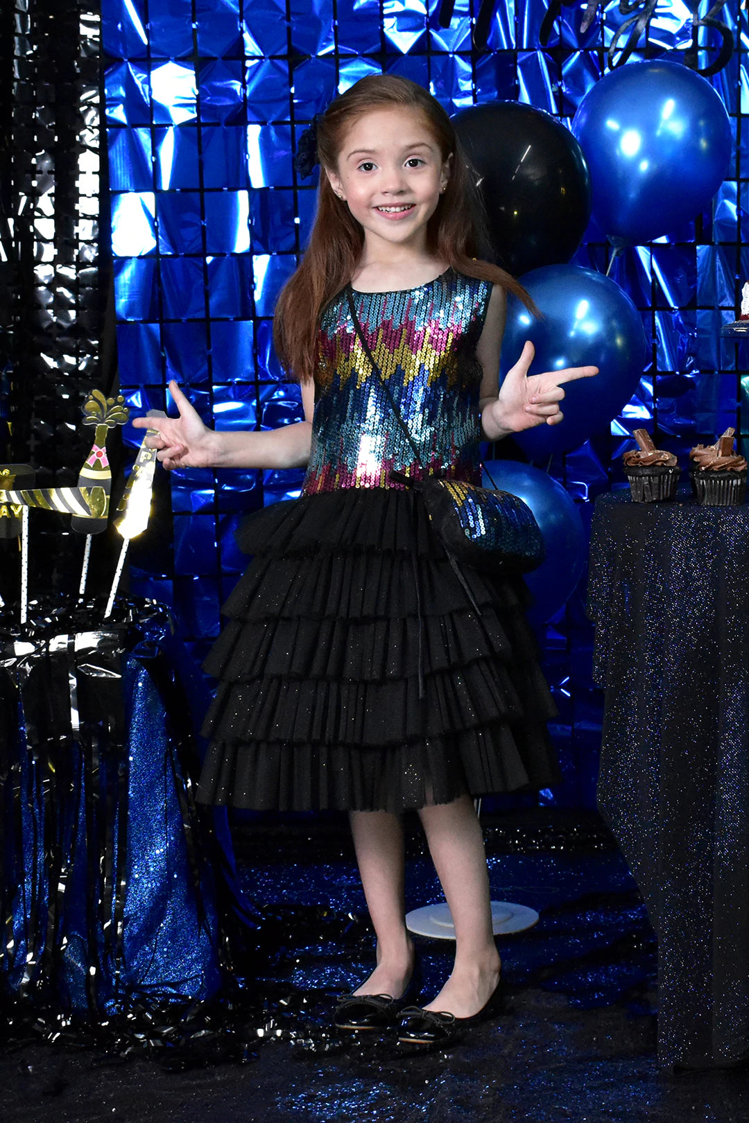 Multi Sequins Glitter Net Layers Frock | BIRTHDAY BASH | F2165