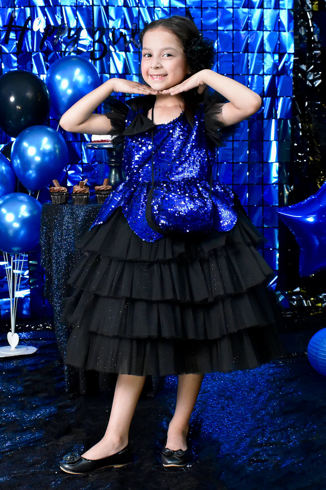 Sequins Net Multi Layers Umbrella Frock | BIRTHDAY BASH | F2171
