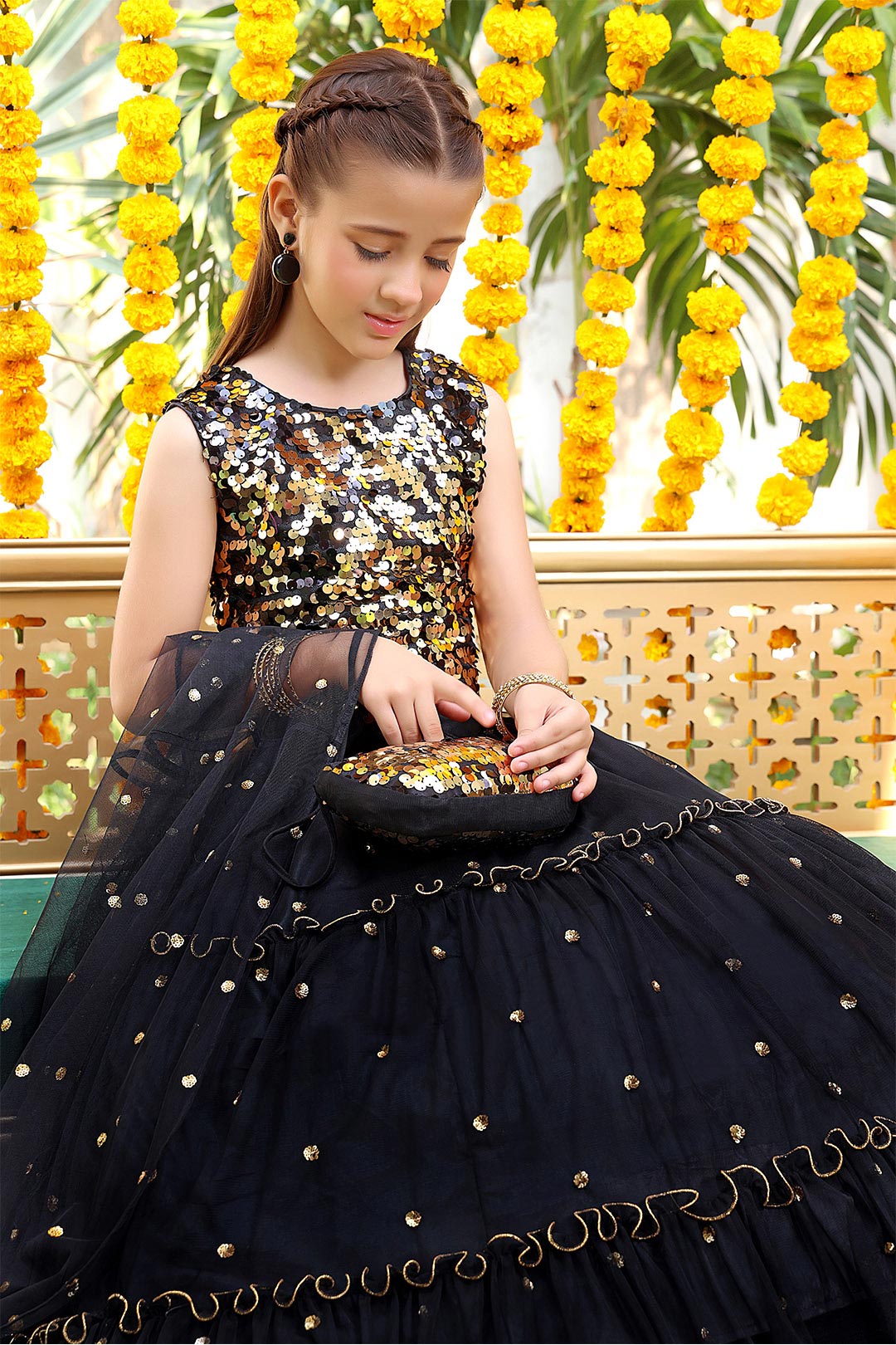 Two Tone Sequins Net Lehenga Choli | ZEENAT | L3118