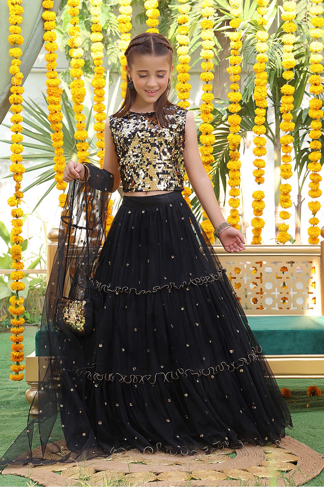 Two Tone Sequins Net Lehenga Choli | ZEENAT | L3118