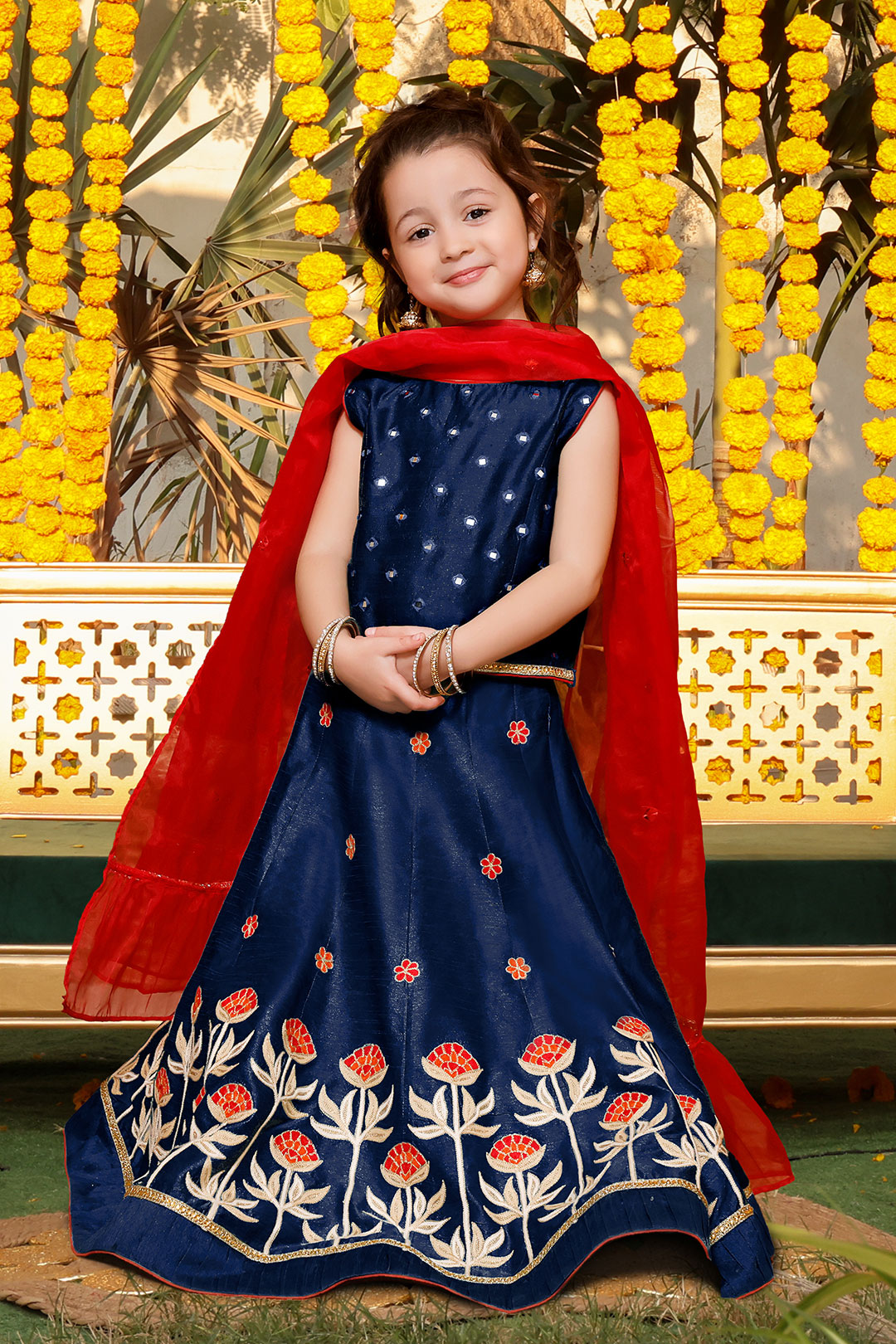 Mirror Embroidered Raw Silk Lehenga Choli | ZEENAT | L3077