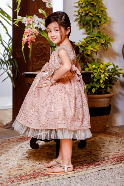 Self Crinkled Sequins Glitter Net Frock | KAIRA | F2048