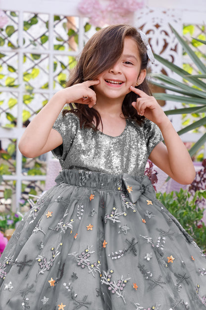 Embroidered Flare Sequins Skirt Style Frock | KAIRA | F2146