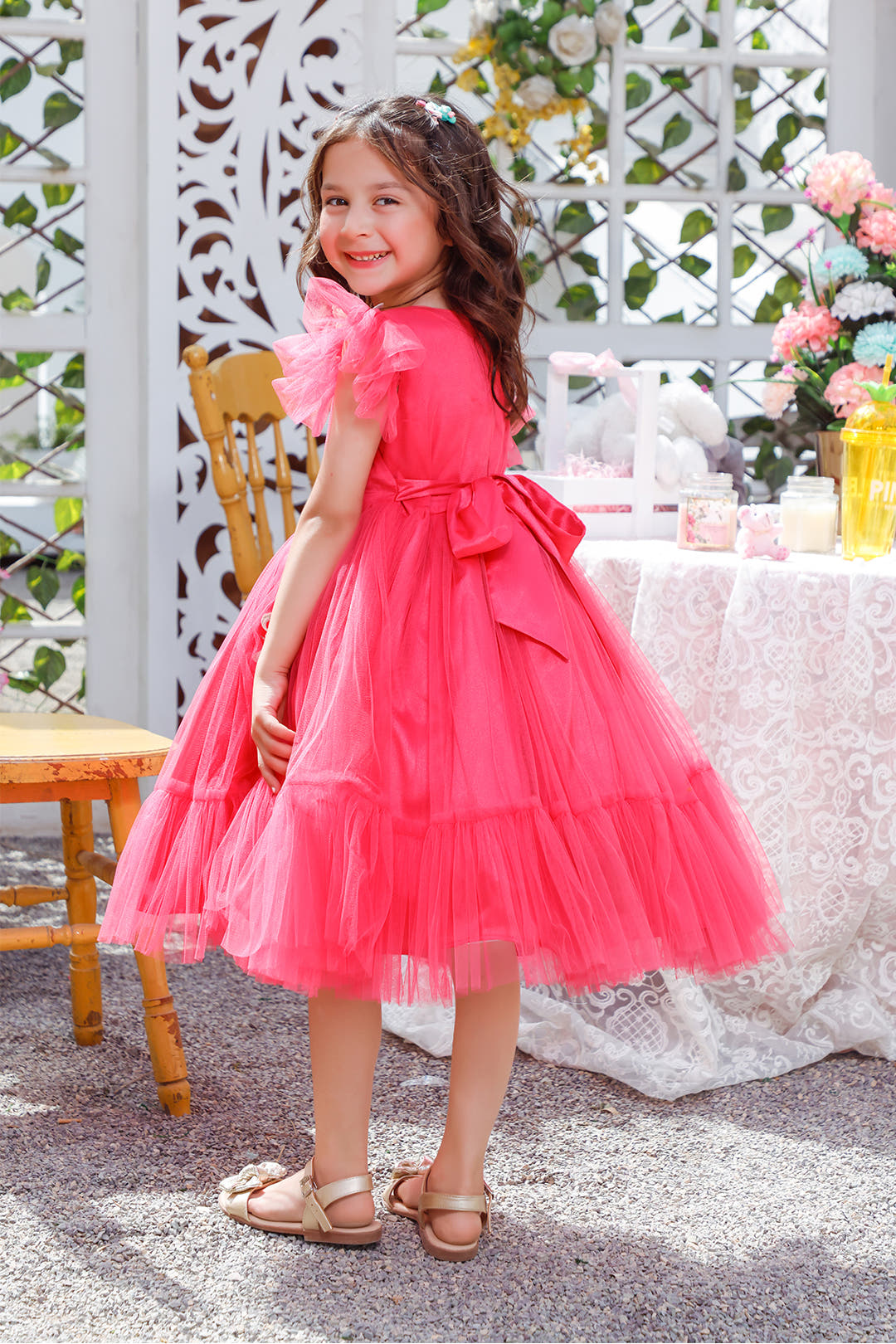 SANA'S red net frock Pakistan occasion wear