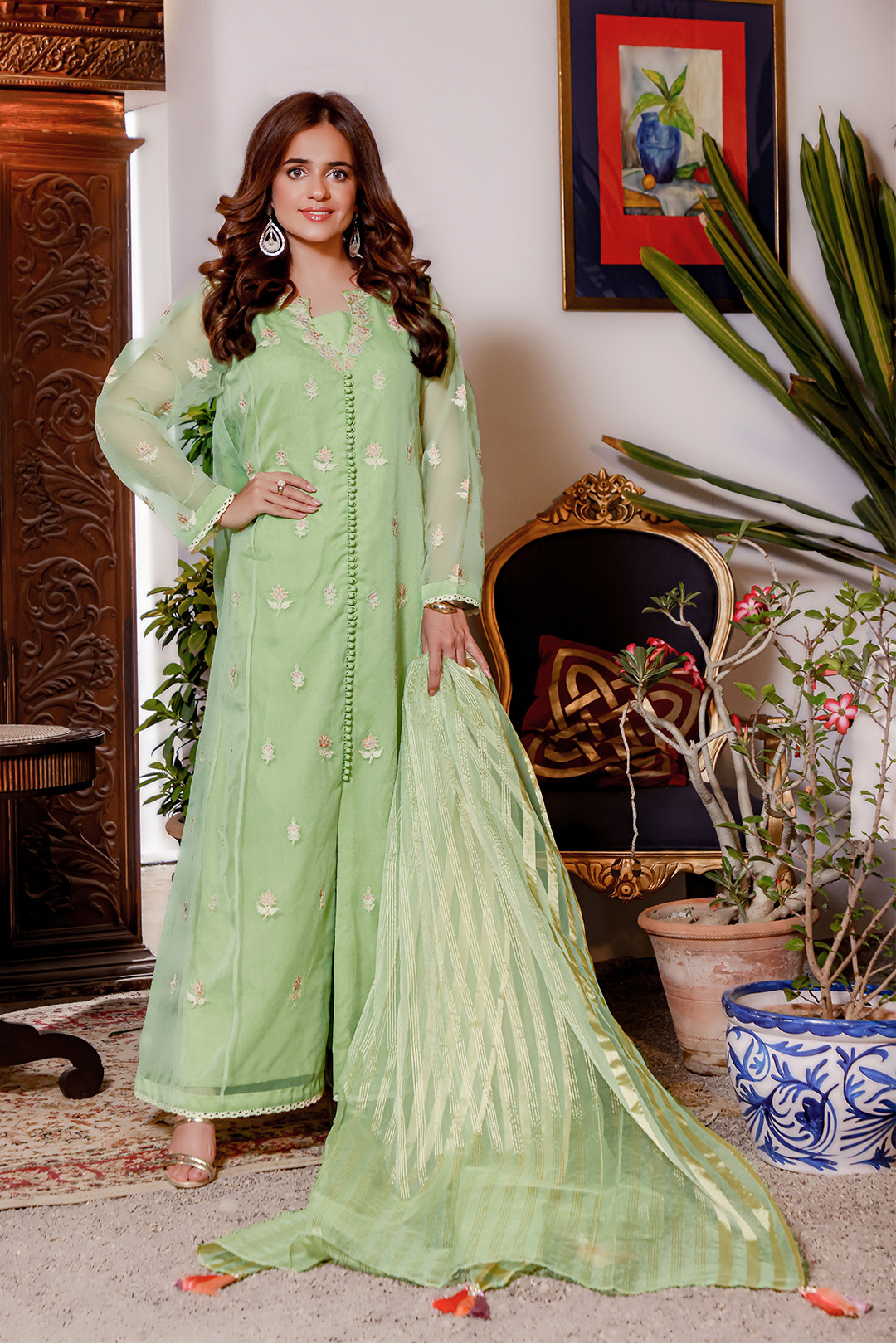 SANA'S organza suit Pakistan occasion wear