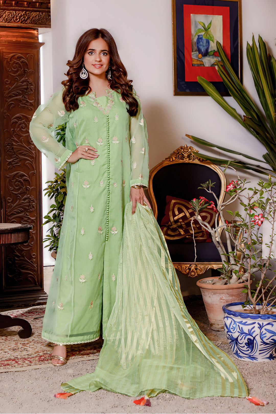 Organza Kalidaar Front Open Style 3pc Suit | KAIRA | S202192