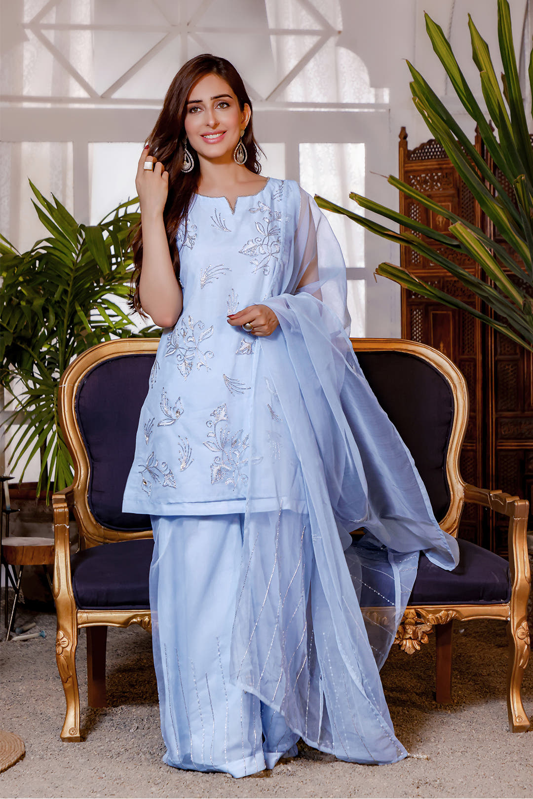 SANA'S red embroidered suit Pakistan occasion wear