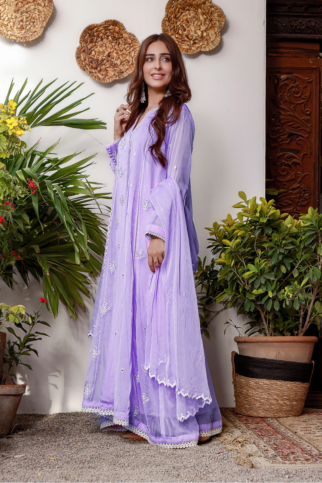 SANA'S red embroidered suit Pakistan occasion wear