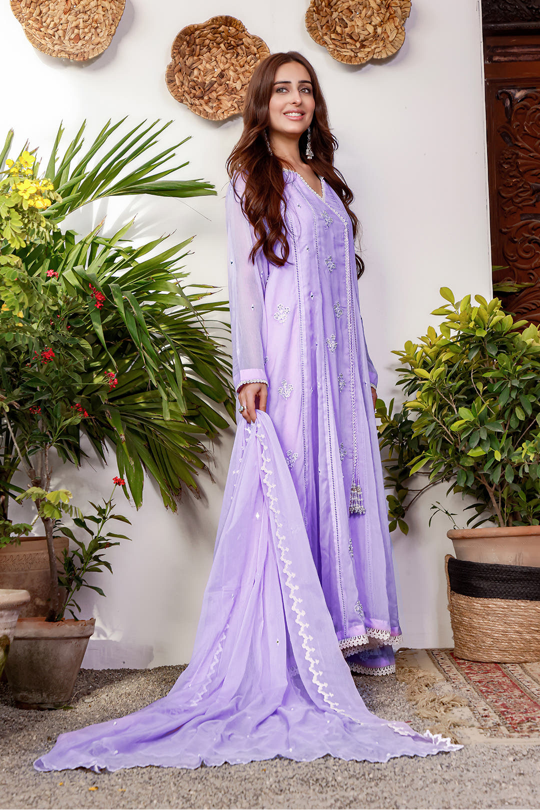 SANA'S red embroidered suit Pakistan occasion wear