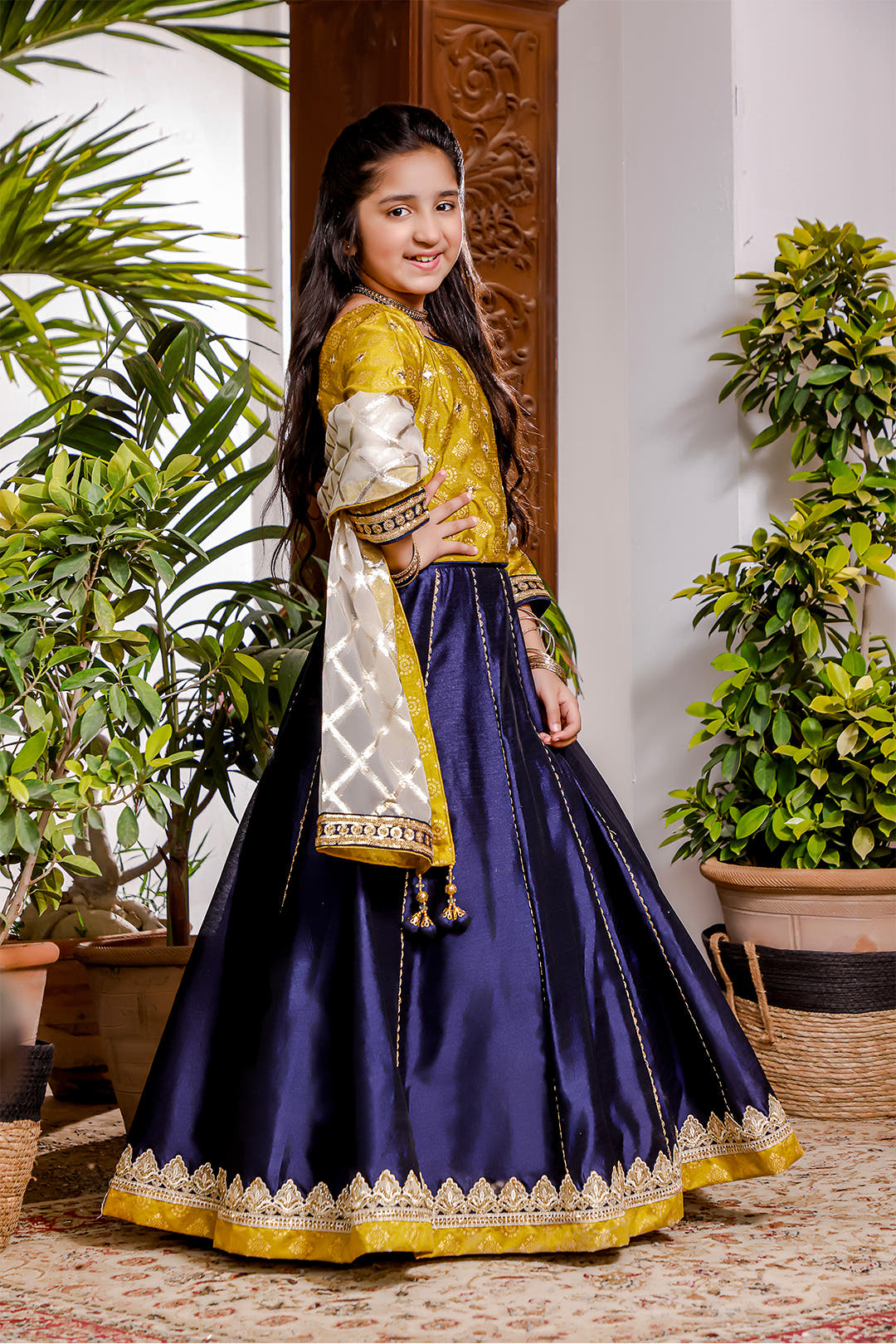 SANA'S red mirror work raw silk lehenga Pakistan occasion wear