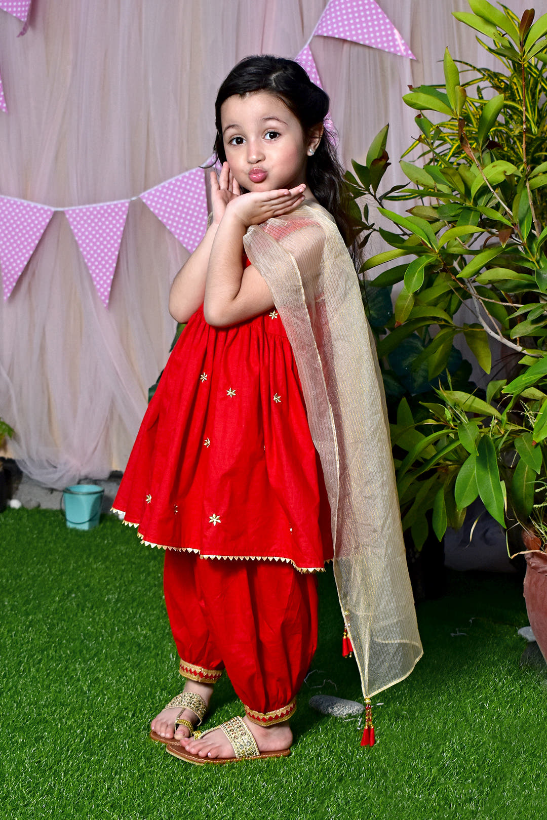 SANA'S red embroidered cotton suit Pakistan occasion wear