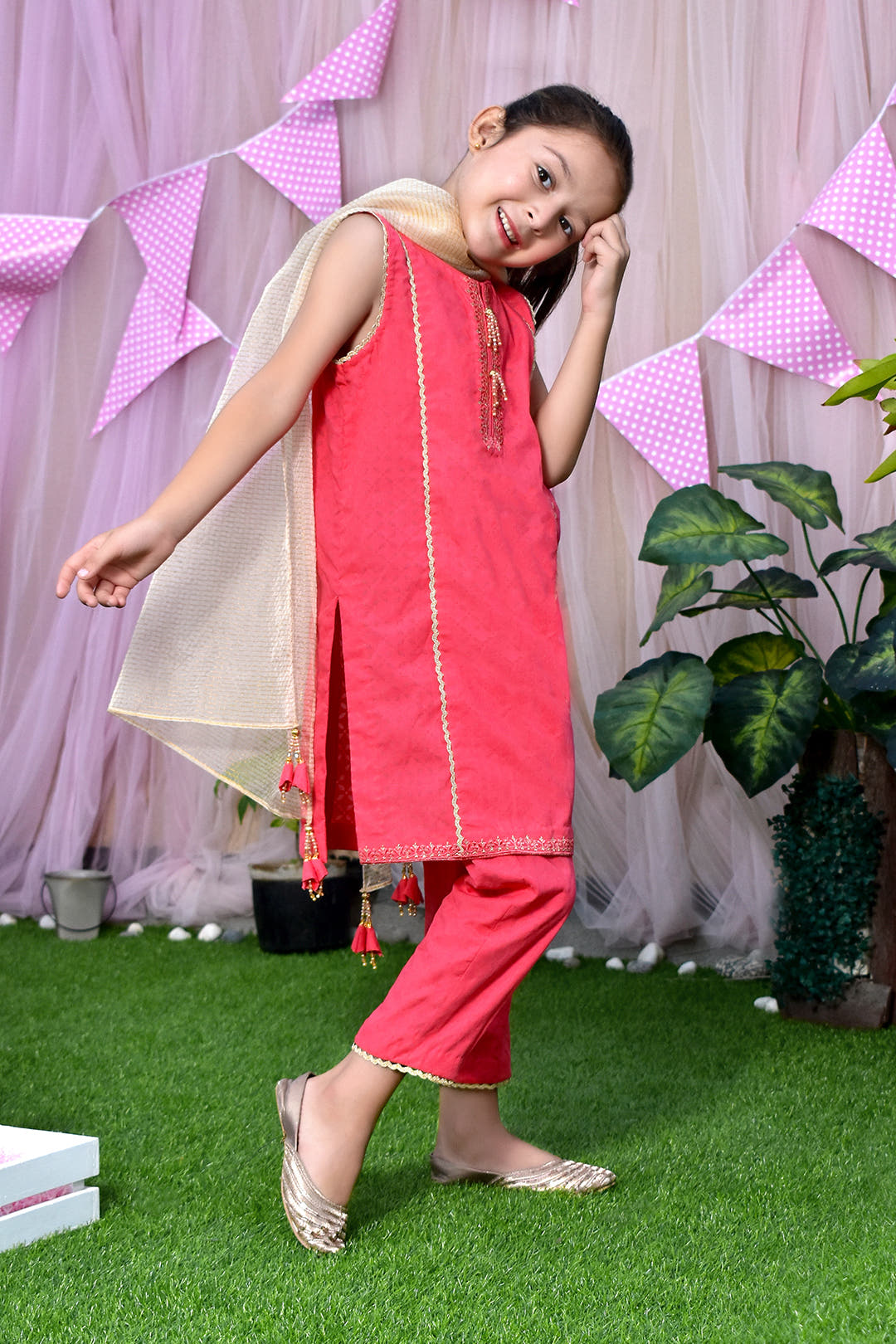 SANA'S red embroidered cotton suit Pakistan occasion wear