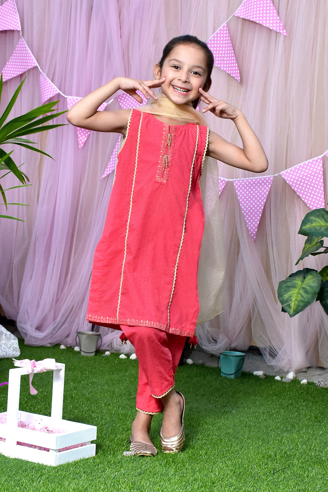 SANA'S red embroidered cotton suit Pakistan occasion wear