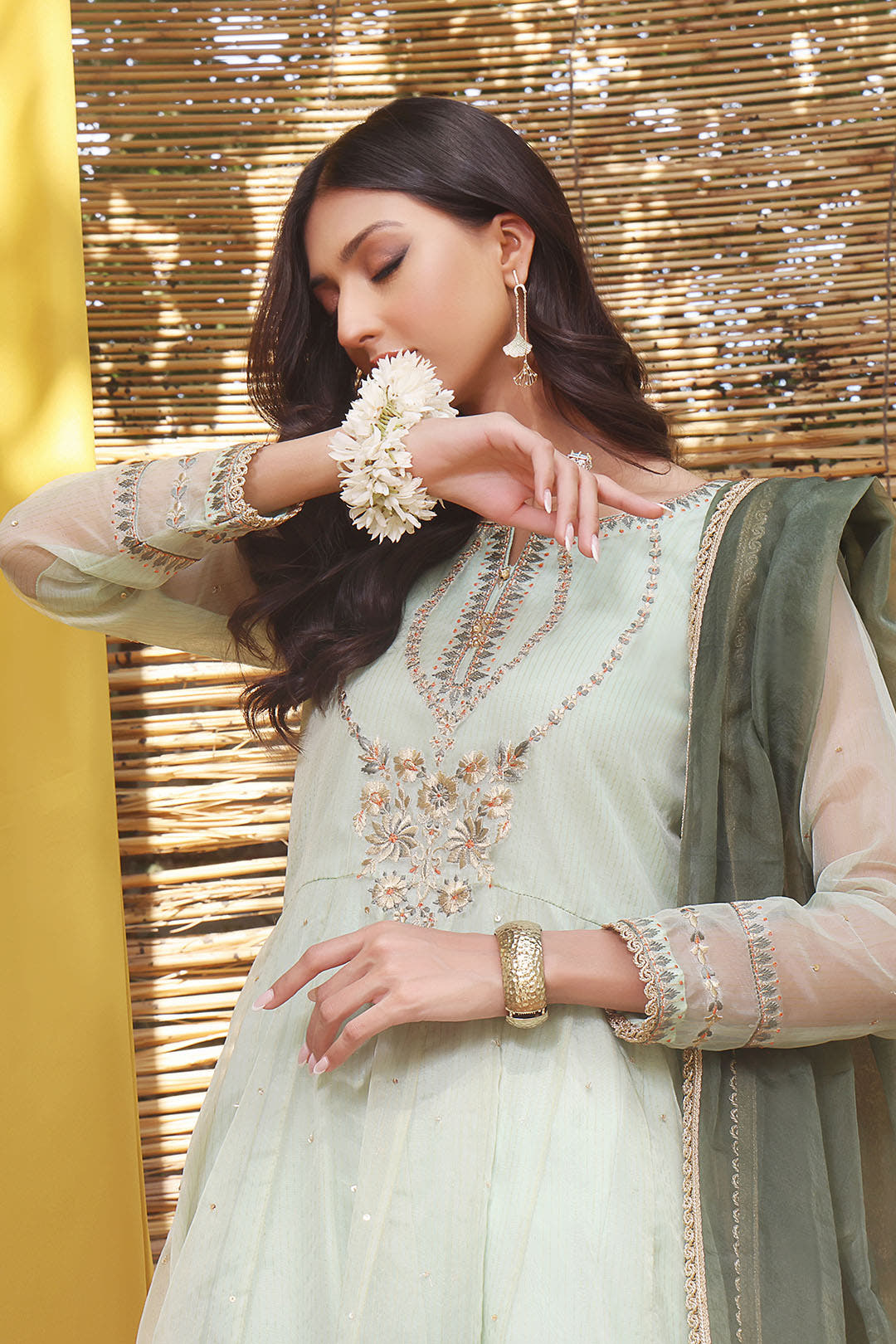 SANA'S red embroidered organza suit Pakistan Eid