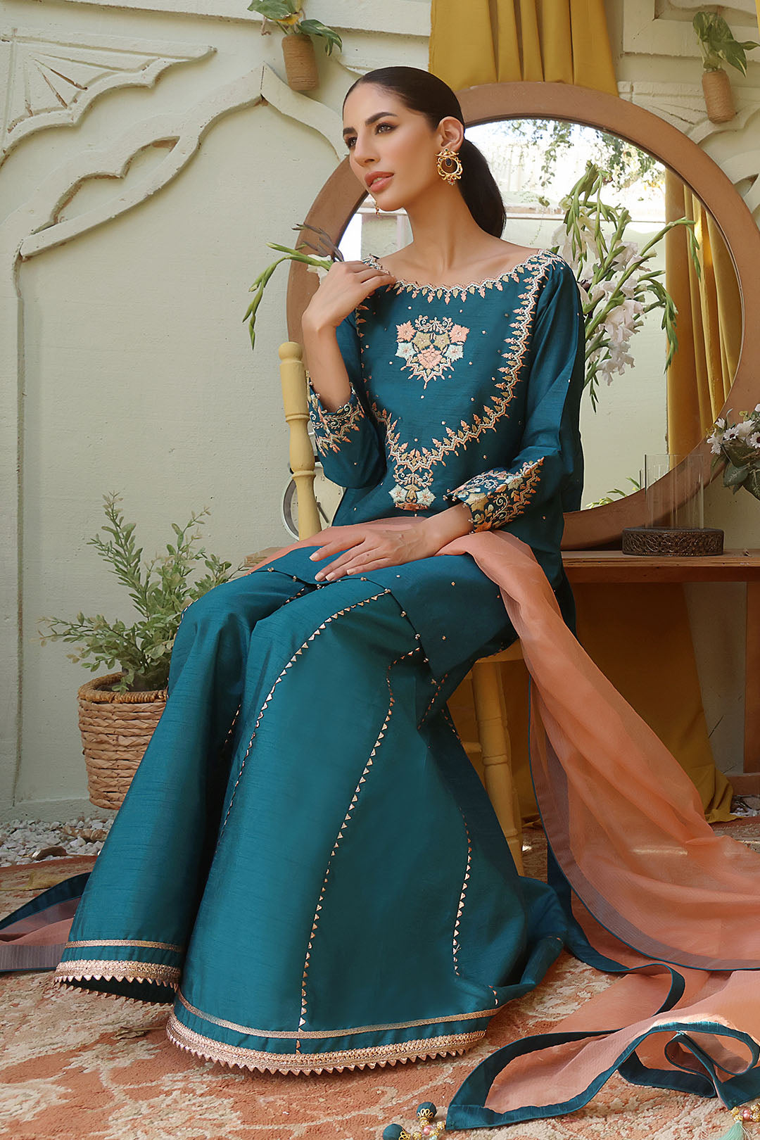 Raw Silk Embroidered 3pc Suit | SHIREEN FESTIVE | P202257