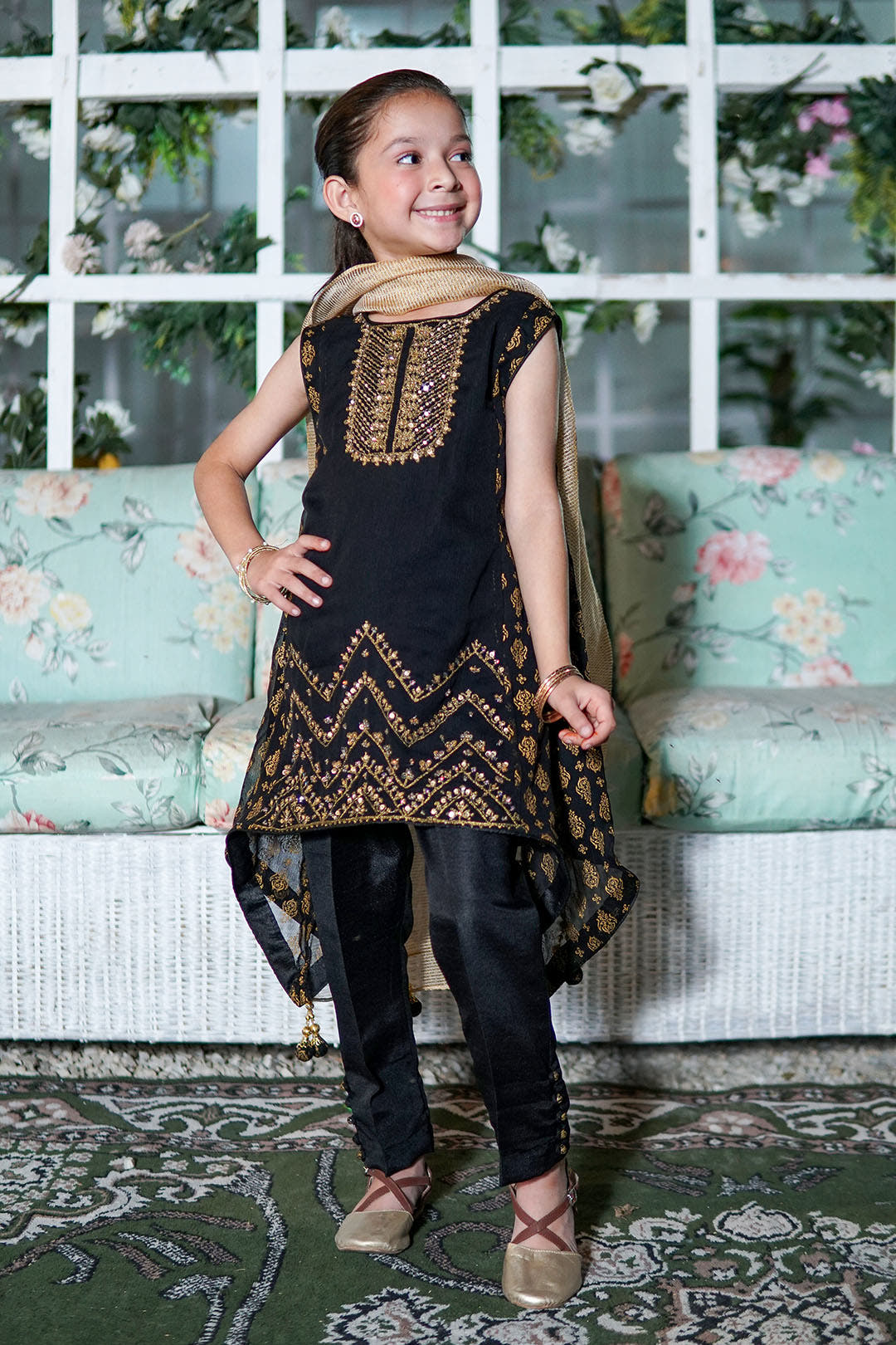 SANA'S red embroidered chiffon suit Pakistan Eid
