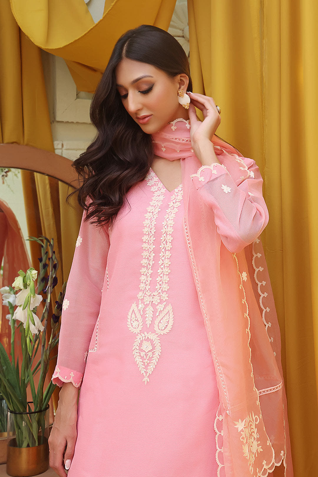 SANA'S red embroidered net suit Pakistan Eid