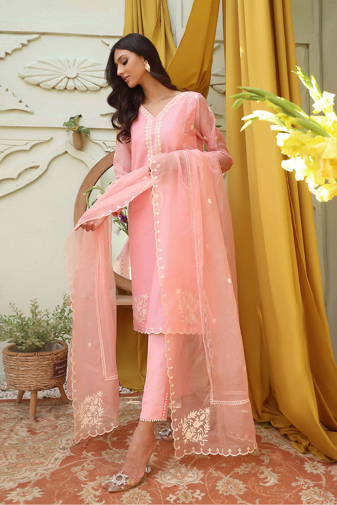 SANA'S red embroidered net suit Pakistan Eid