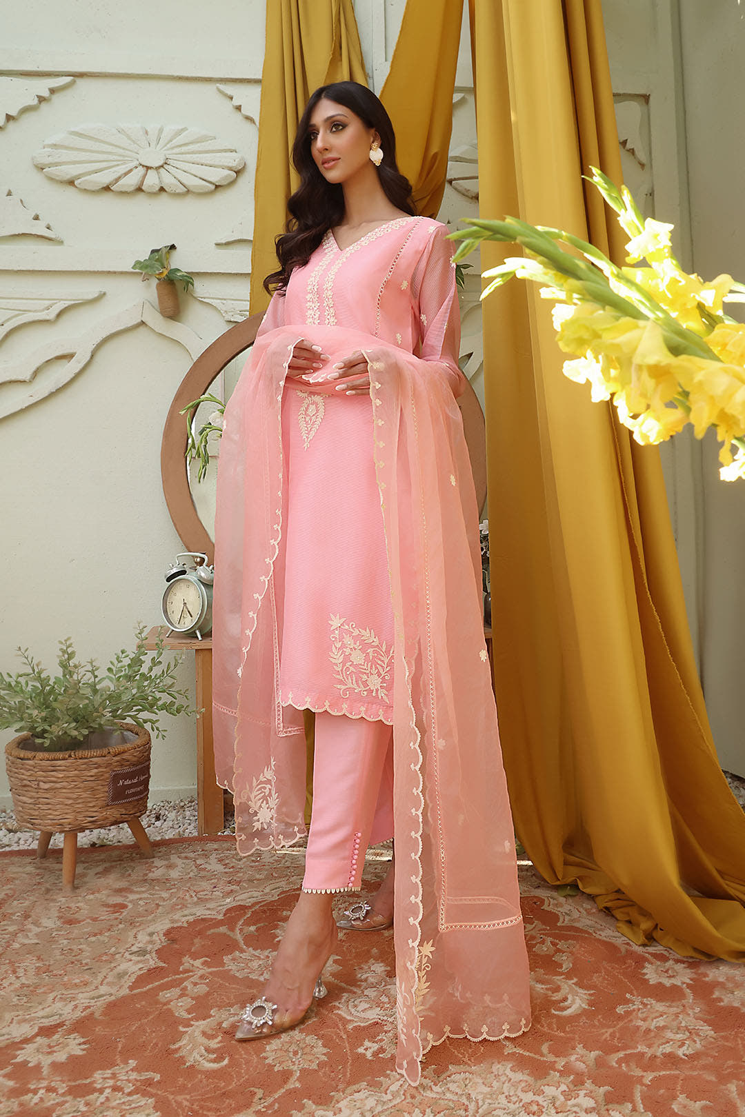 SANA'S red embroidered net suit Pakistan Eid