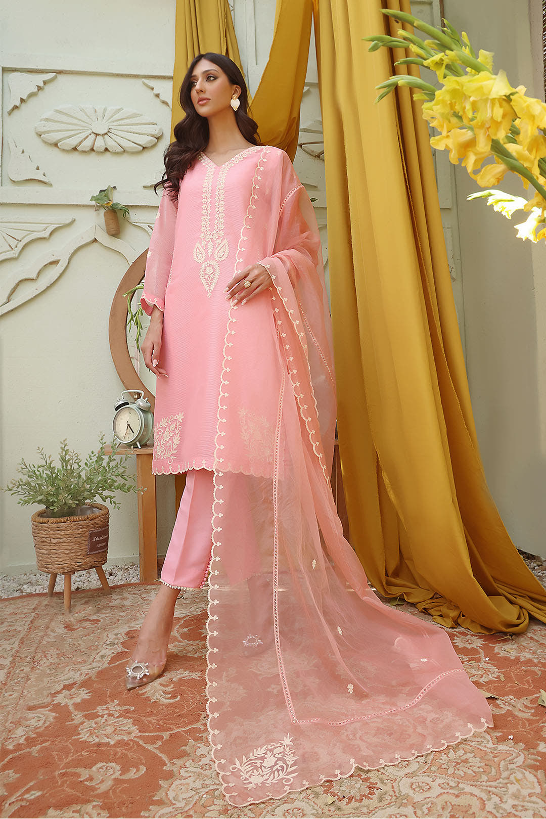 SANA'S red embroidered net suit Pakistan Eid