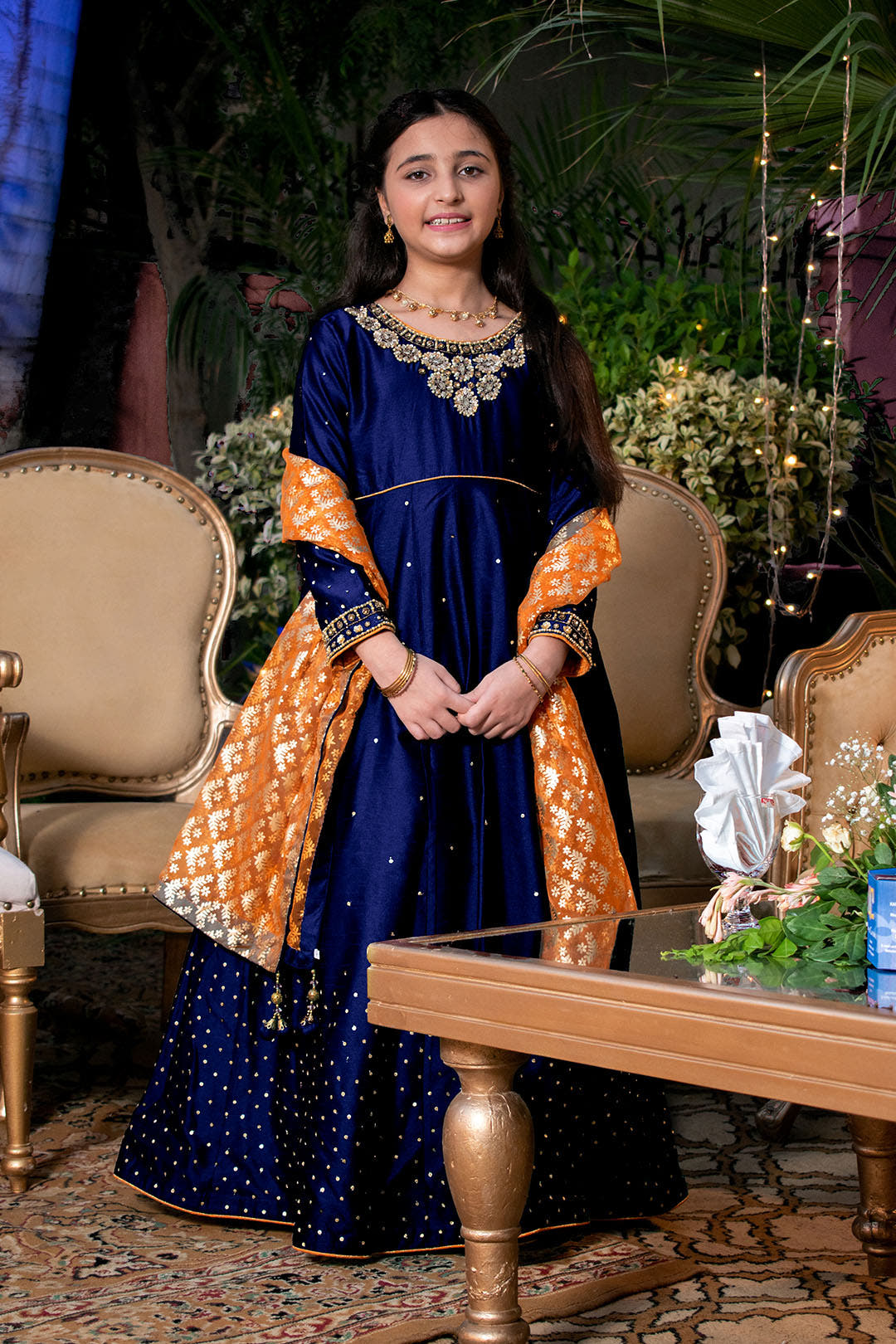 SANA'S red embroidered raw silk maxi dress Pakistan occasion wear