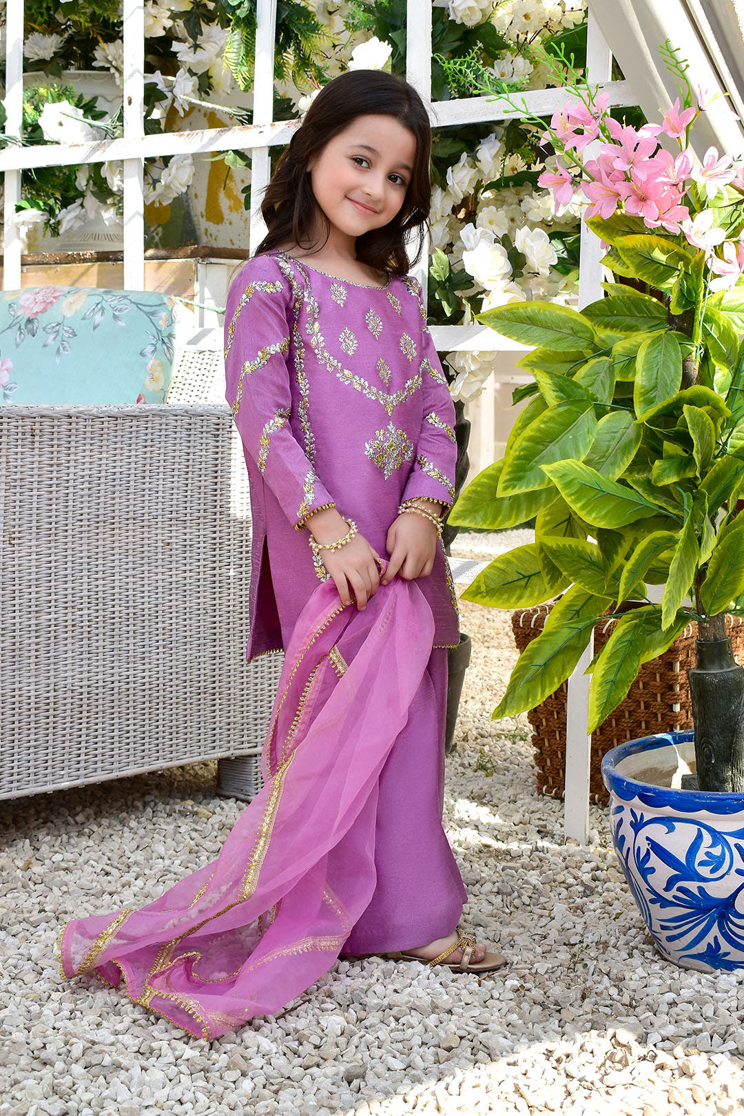 SANA'S red embroidered raw silk suit Pakistan Eid