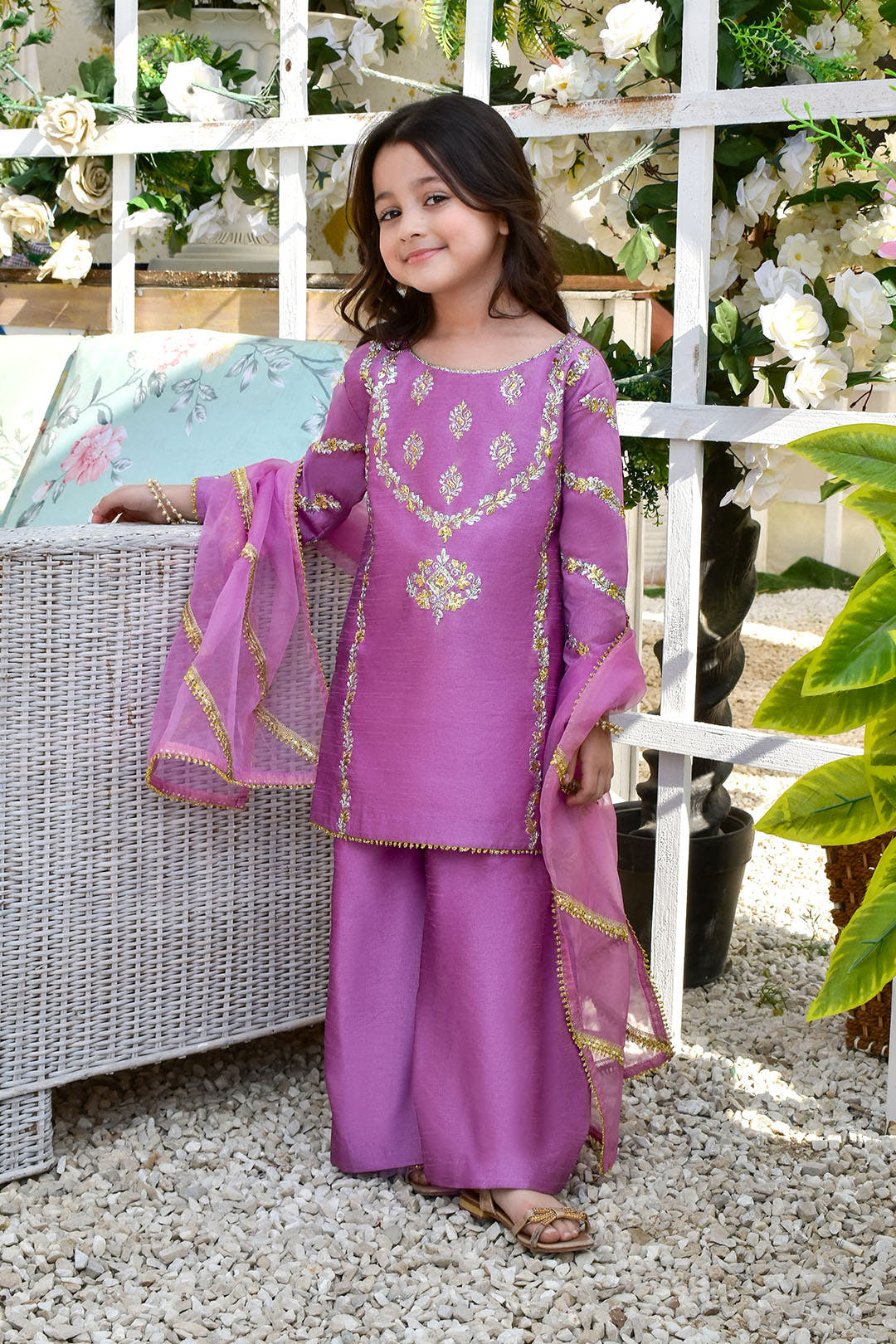 SANA'S red embroidered raw silk suit Pakistan Eid
