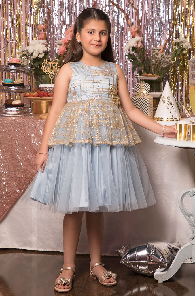 Textured Sequins Net Frock | BIRTHDAY BASH | F2028
