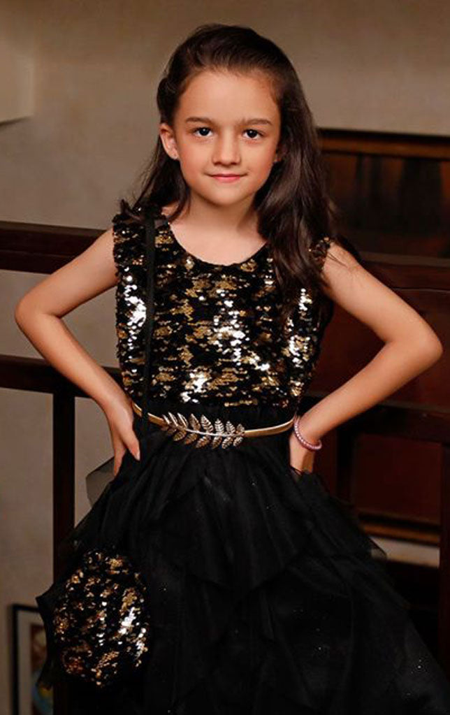Double Sided Sequins Net Flayer Frock | WC1920 | F2047