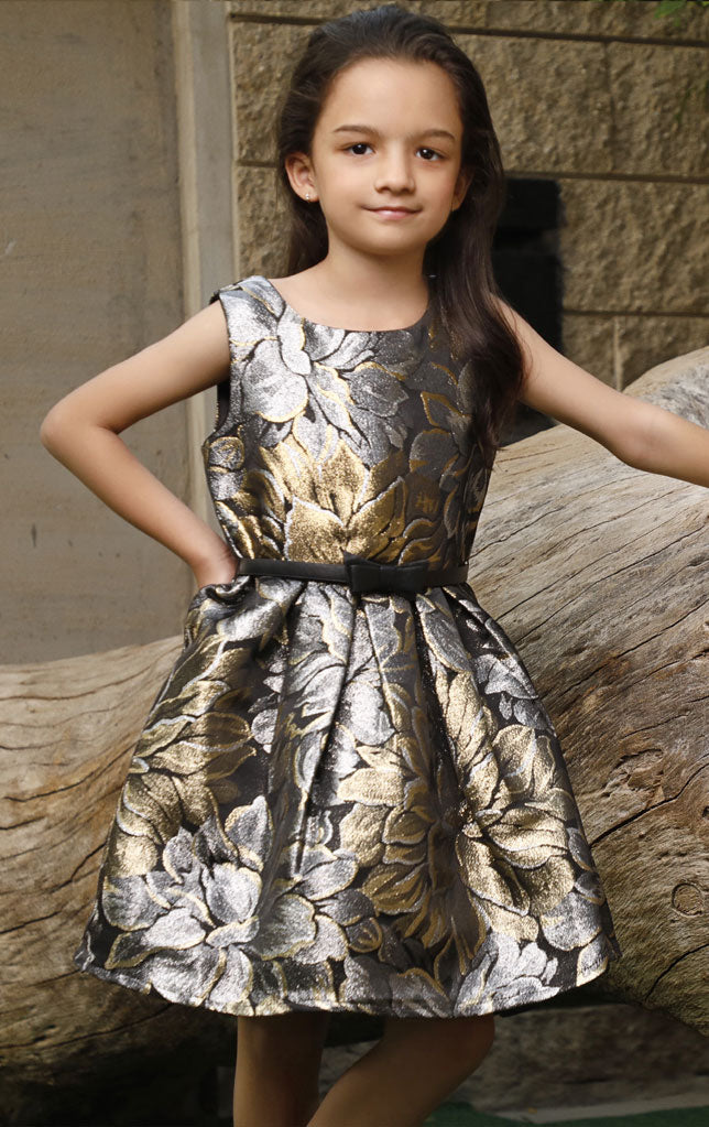 Metallic Floral Brocade Frock | WC1920 | F2063