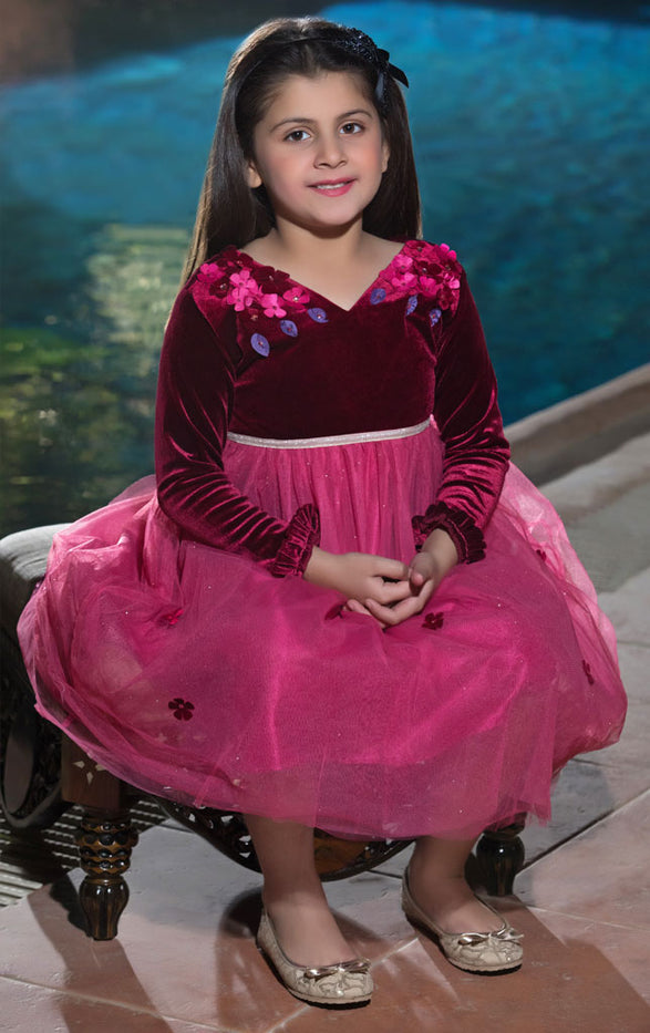 Velvet net frock discount