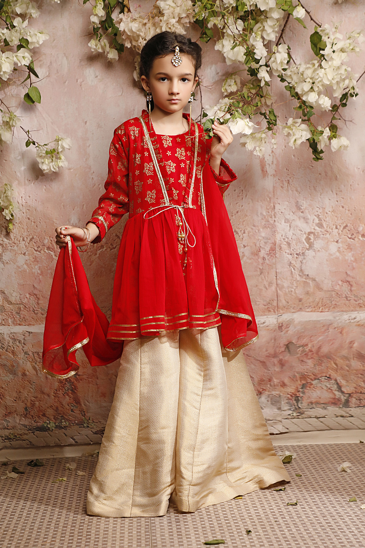 SANA'S red embroidered plazo suit Pakistan occasion wear