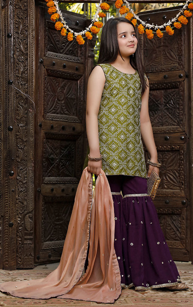 SANA'S red embroidered raw silk gharara suit Pakistan occasion wear